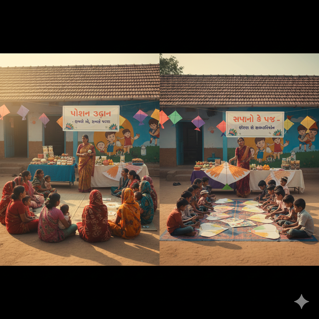 "Poshan Udan" and "Sapnaoni Pankh" in Borsad gemini generated image vy429zvy429zvy42